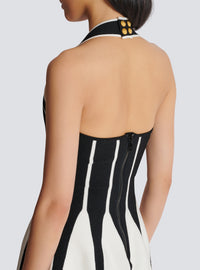 Robe dos-nu patineuse en maille - Noir & Blanc