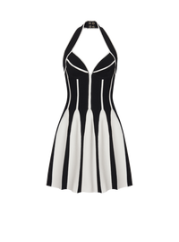 Robe dos-nu patineuse en maille - Noir & Blanc