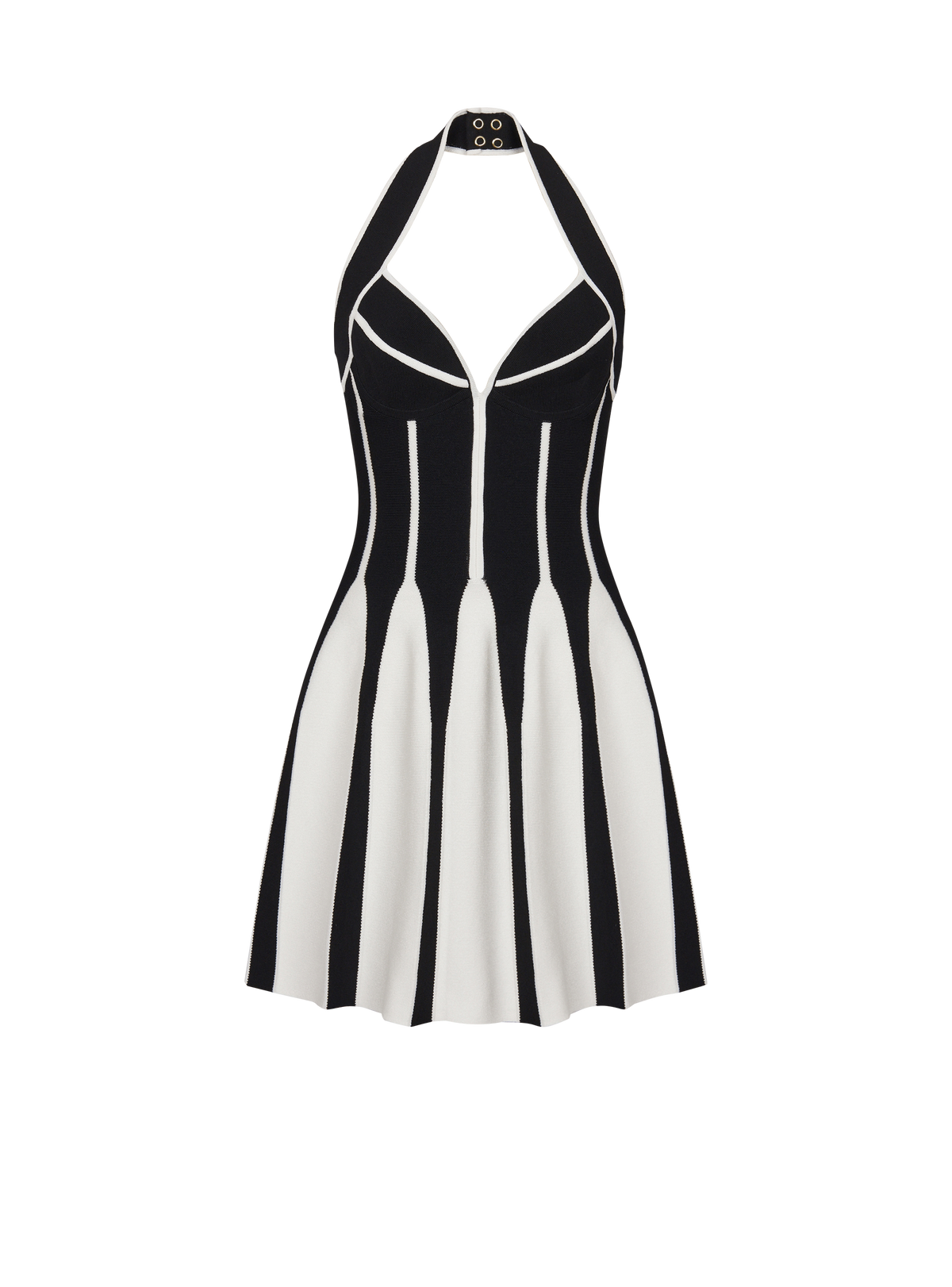 Robe dos-nu patineuse en maille - Noir & Blanc