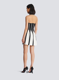 Robe dos-nu patineuse en maille - Noir & Blanc