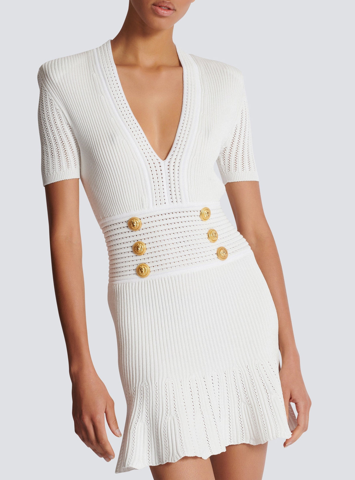 Short knit skater dress - White