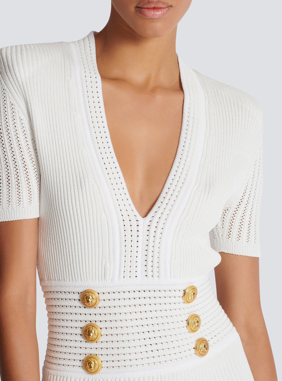Short knit skater dress - White