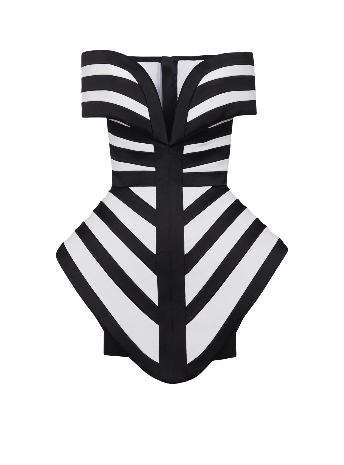 Short striped off-the-shoulder dress - Black & White