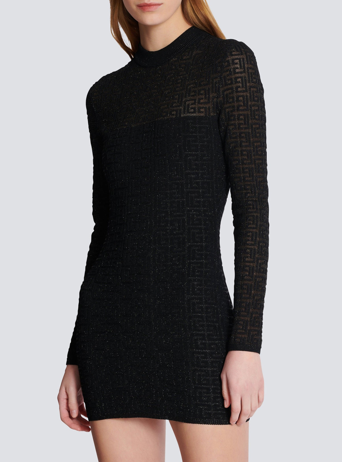 Robe courte en maille - Noir & Argent