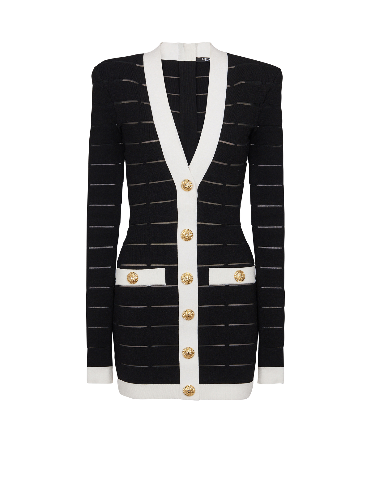 Robe bicolore en maille à boutons - Noir & Blanc