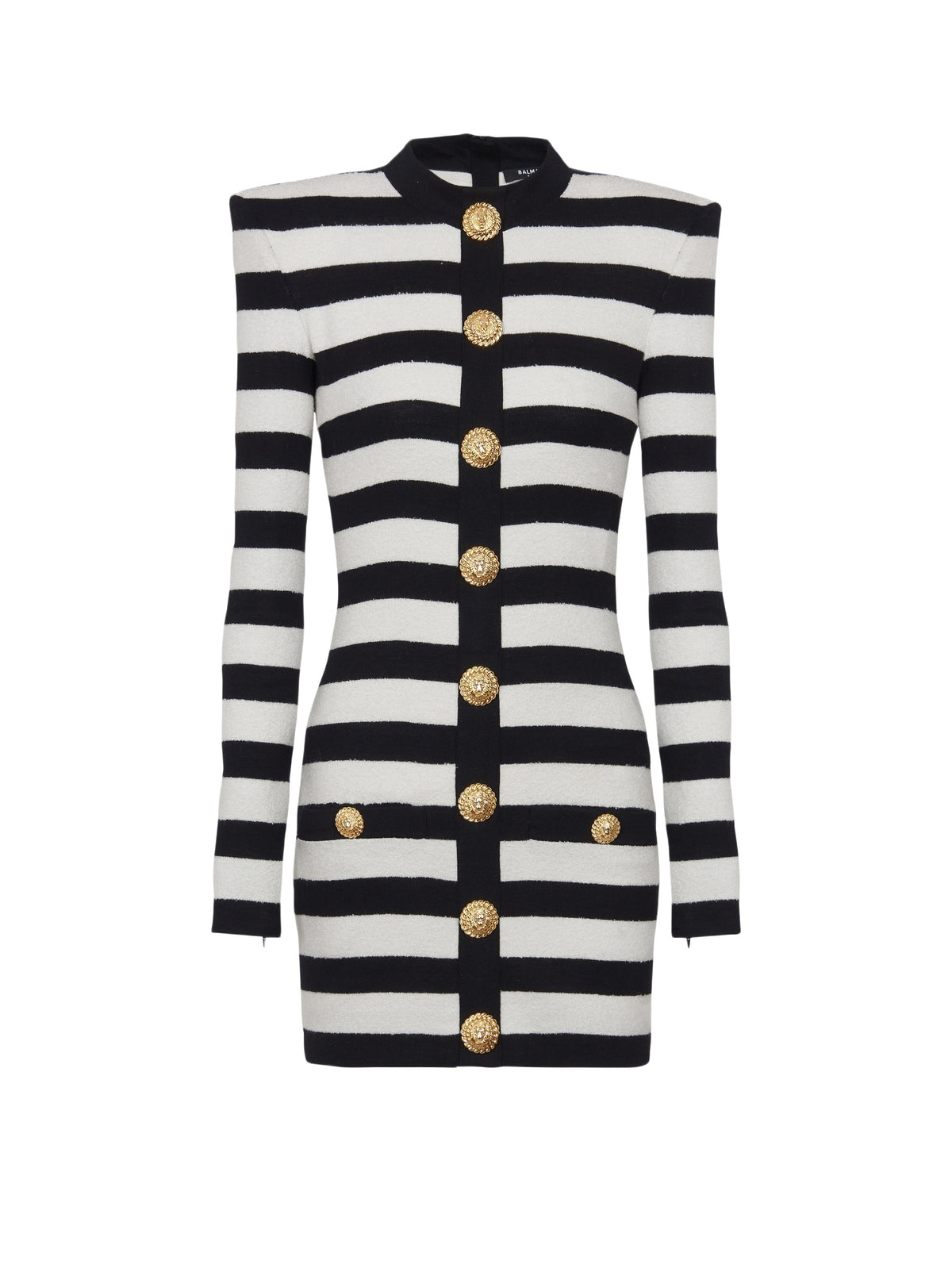 Robe courte en jersey rayé boutonnée - Noir & Blanc