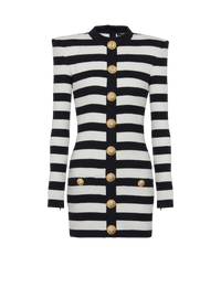 Robe courte en jersey rayé boutonnée - Noir & Blanc
