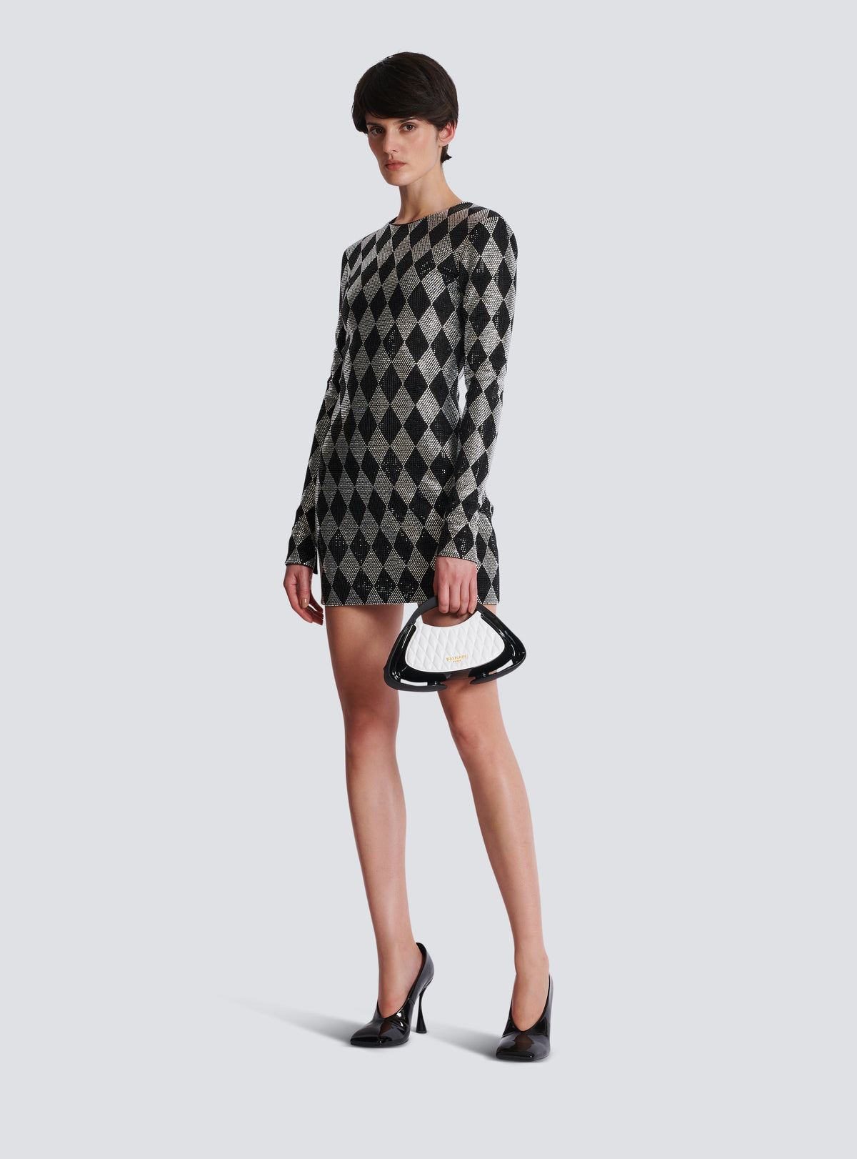 Robe courte en strass diamond - Noir & Cristal