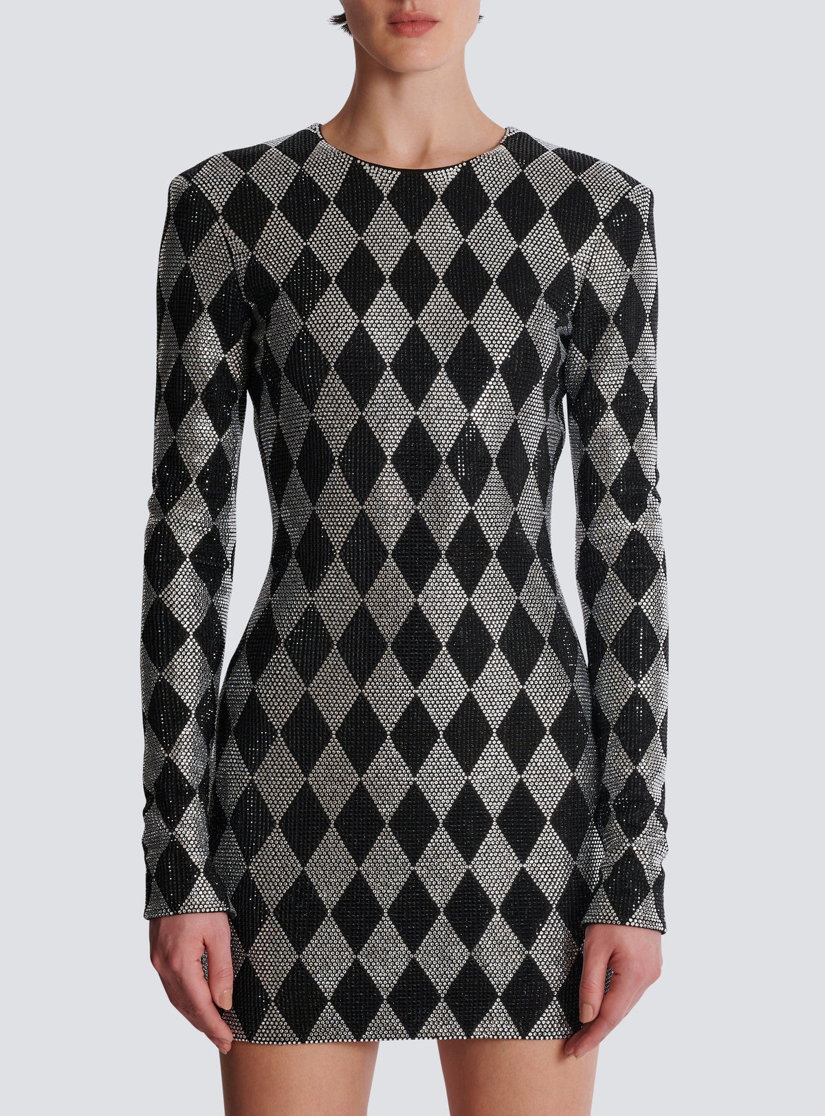 Robe courte en strass diamond - Noir & Cristal