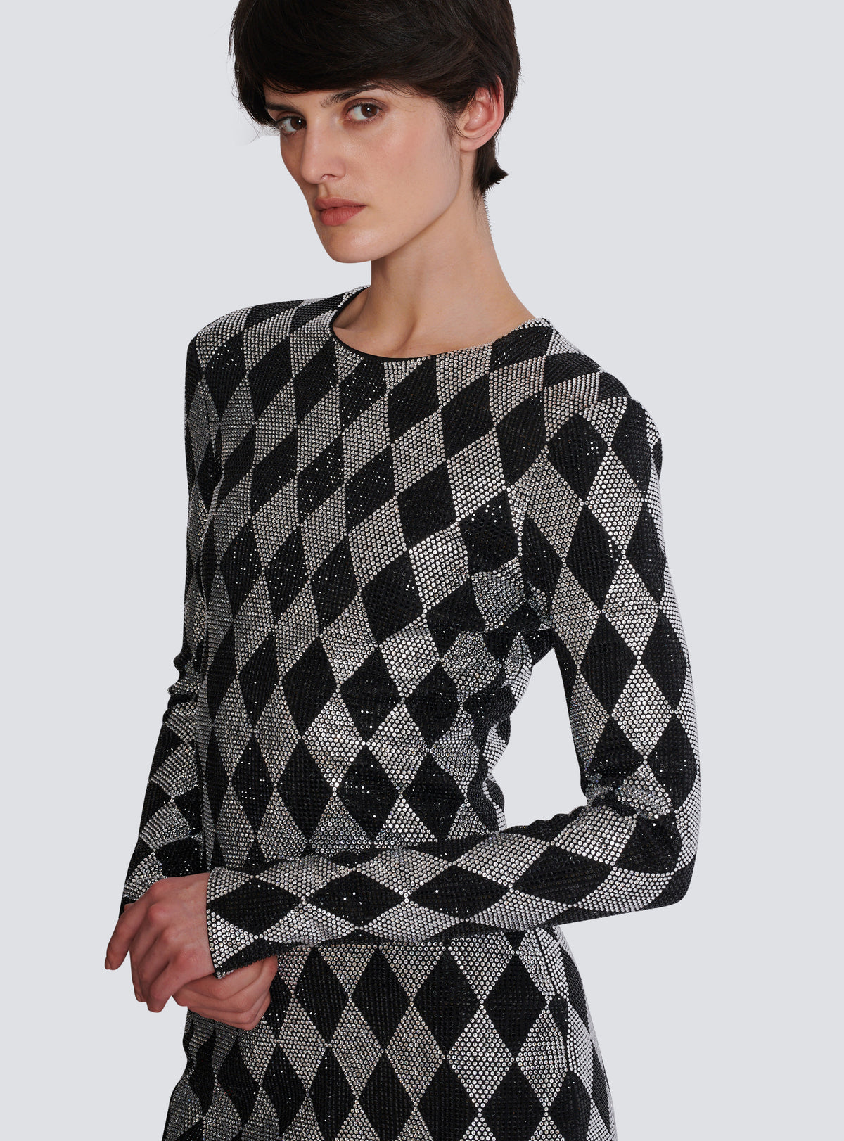 Robe courte en strass diamond - Noir & Cristal