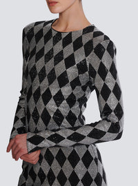 Short silk dress - Black & Crystal