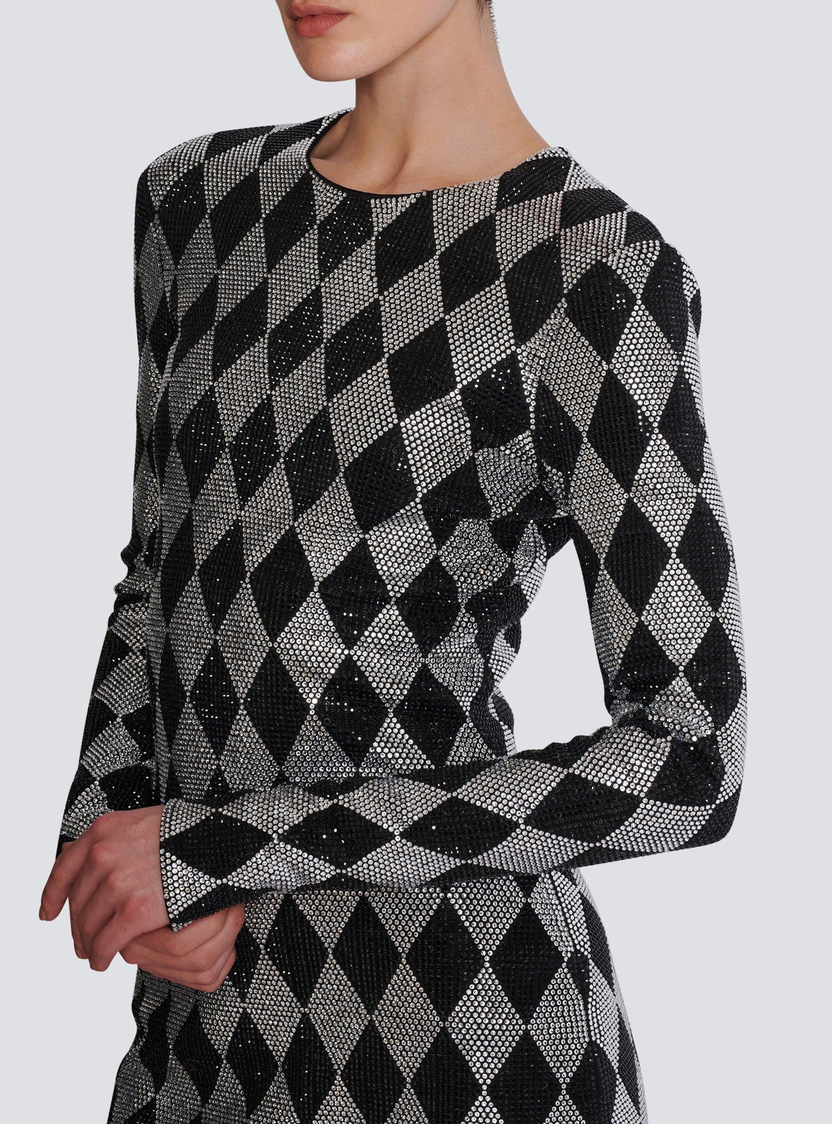 Short silk dress - Black & Crystal