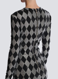 Robe courte en strass diamond - Noir & Cristal