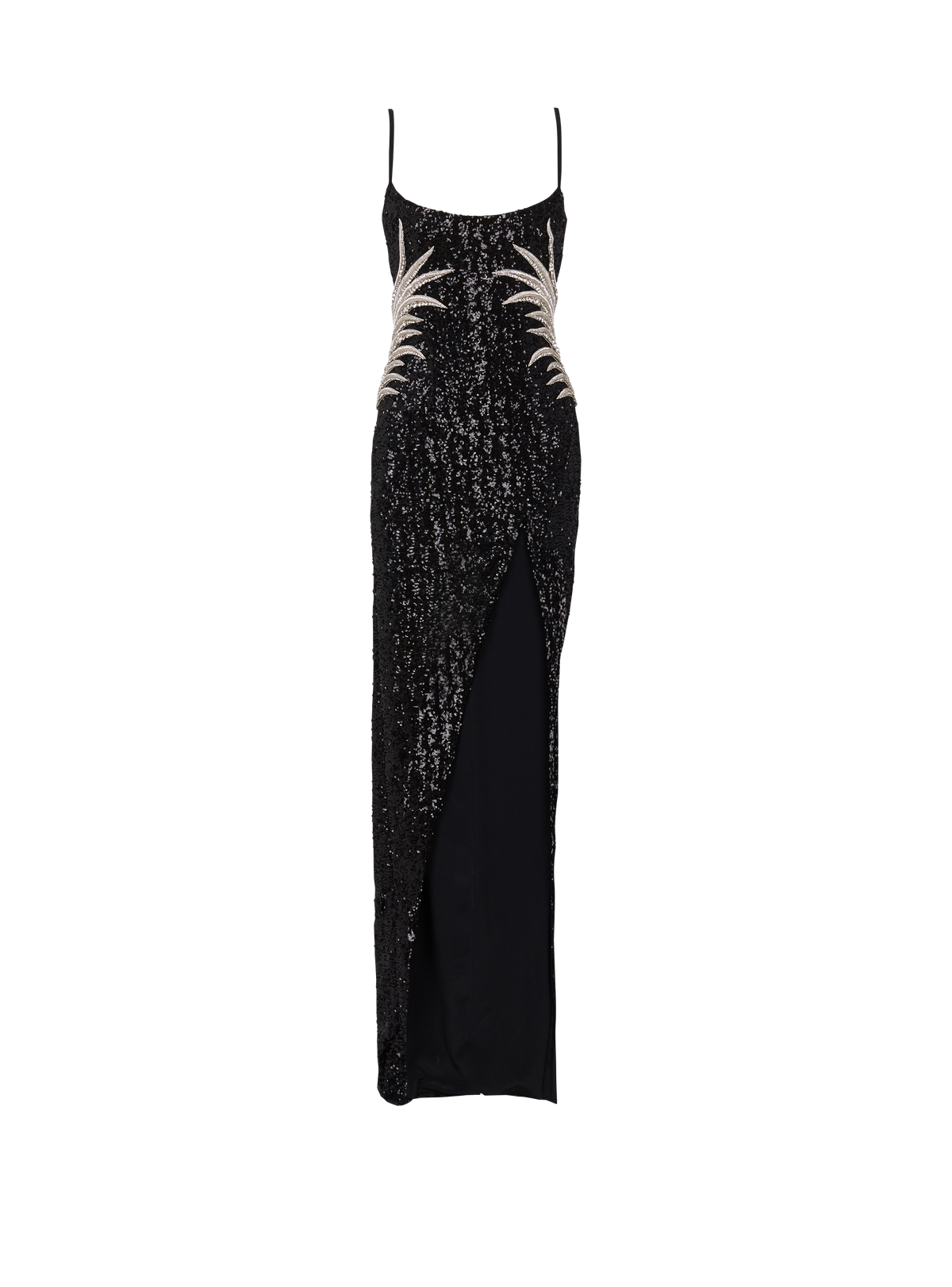 Robe longue en sequins brodés palmier - Noir & Cristal