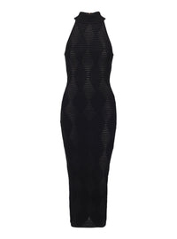 Robe longue en maille texturée losange - Noir