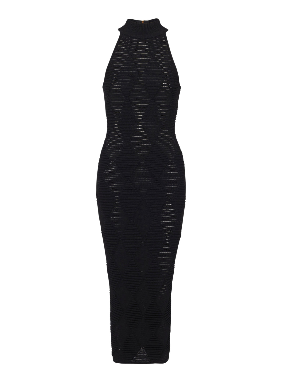 Robe longue en maille texturée losange - Noir