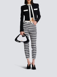 Two-tone crepe spencer jacket - Black & White
