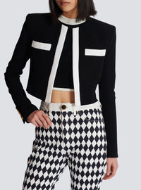 Two-tone crepe spencer jacket - Black & White