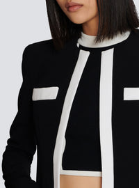 Two-tone crepe spencer jacket - Black & White