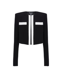 Two-tone crepe spencer jacket - Black & White