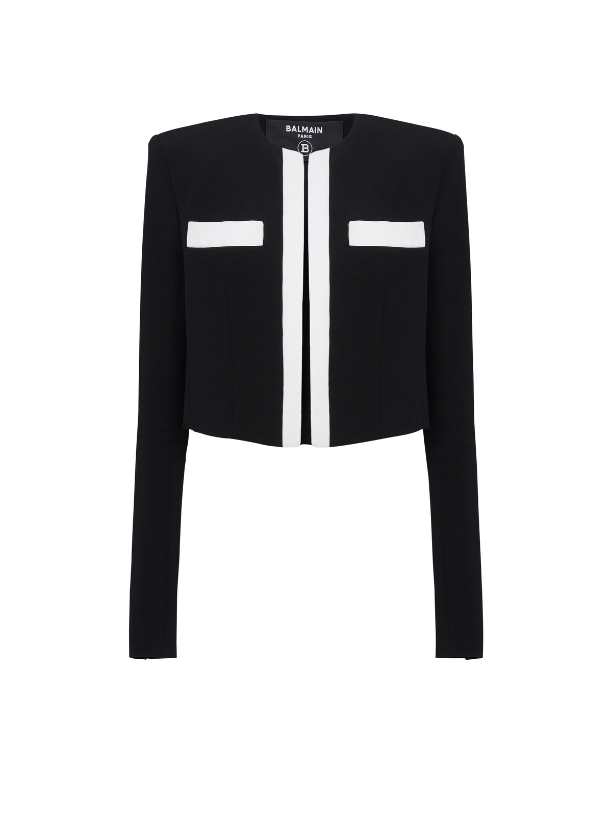 Two-tone crepe spencer jacket - Black & White