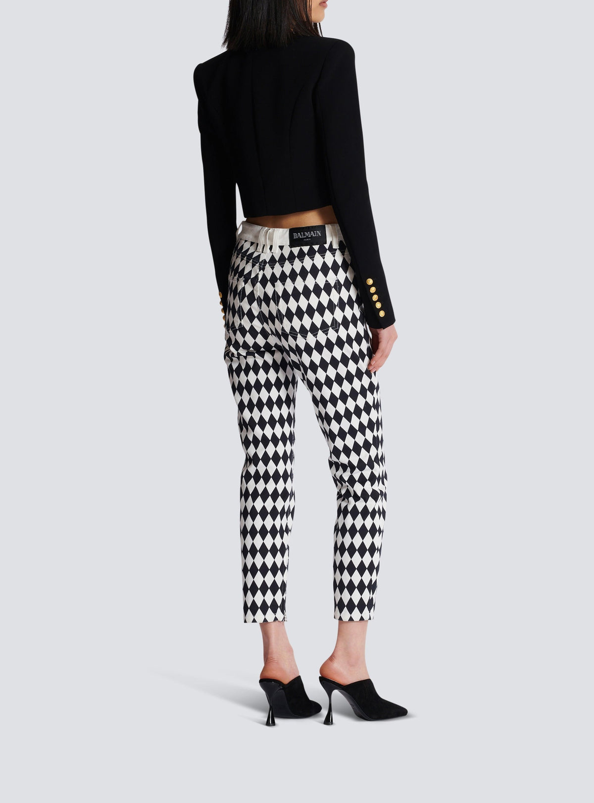 Two-tone crepe spencer jacket - Black & White