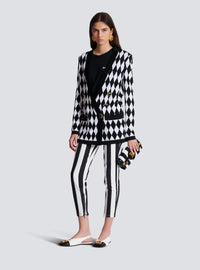 Veste 6 boutons jacquard diamant - Noir & Blanc
