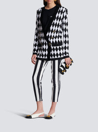 Diamond jacquard 6-button jacket - Black & White