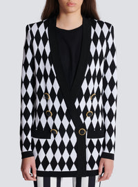 Veste 6 boutons jacquard diamant - Noir & Blanc