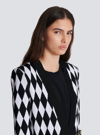 Veste 6 boutons jacquard diamant - Noir & Blanc