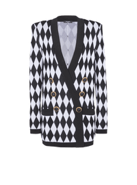 Veste 6 boutons jacquard diamant - Noir & Blanc