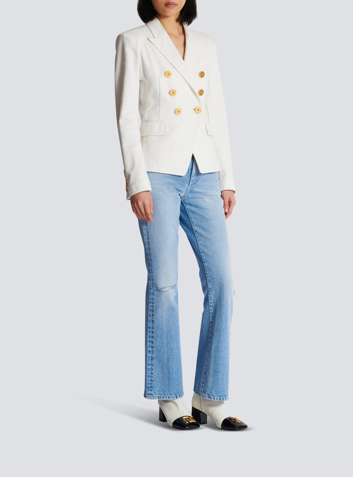 Veste 6 boutons en denim - Blanc