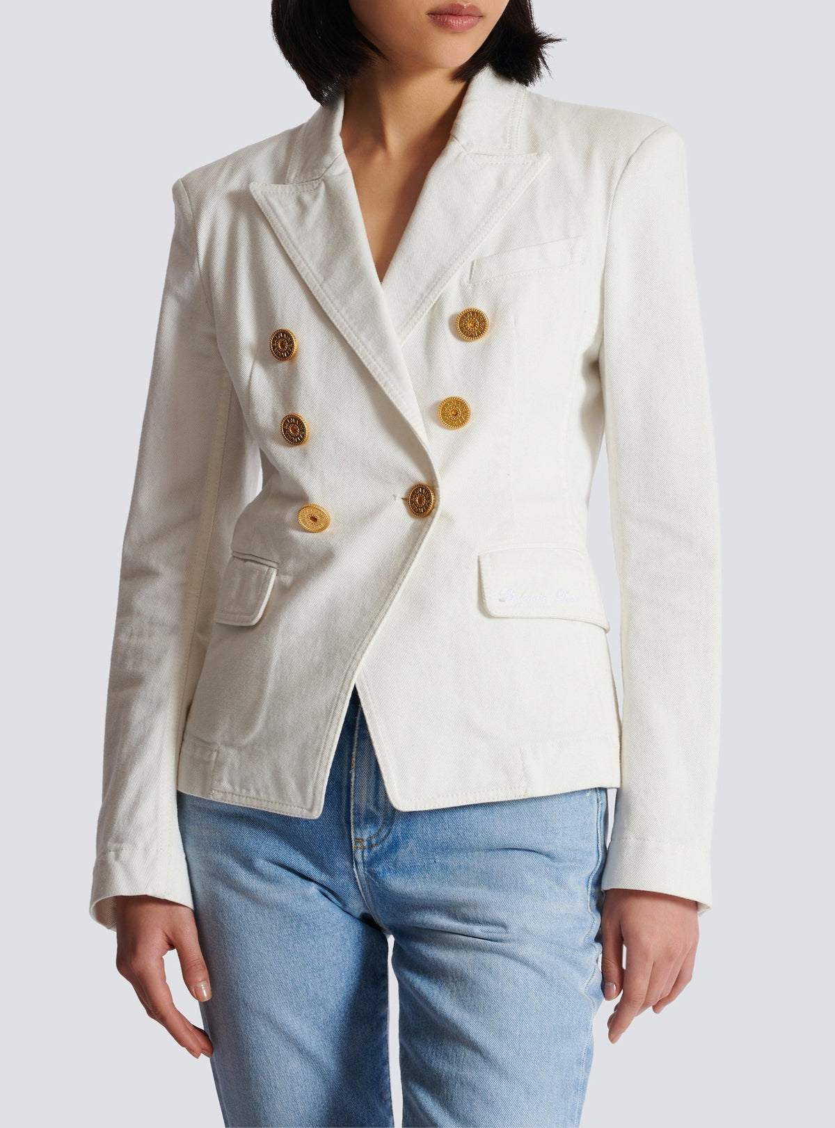 Veste 6 boutons en denim - Blanc