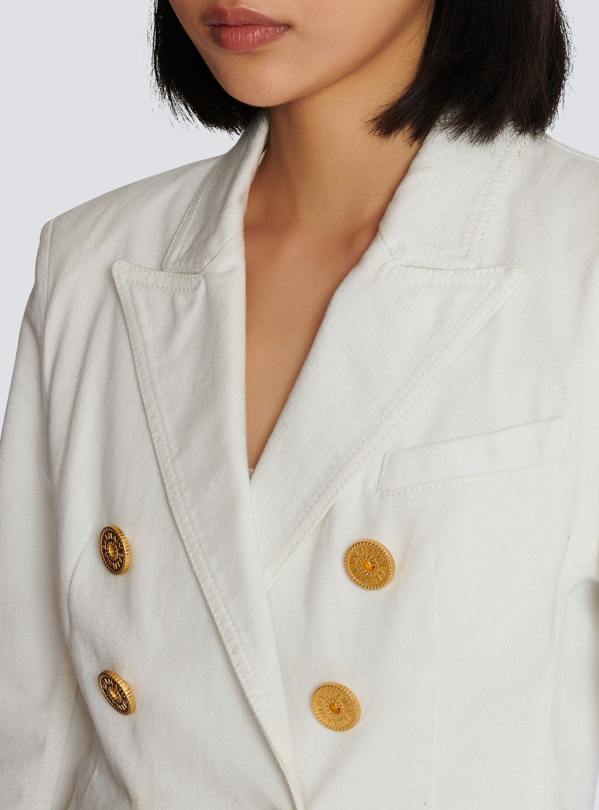 Veste 6 boutons en denim - Blanc