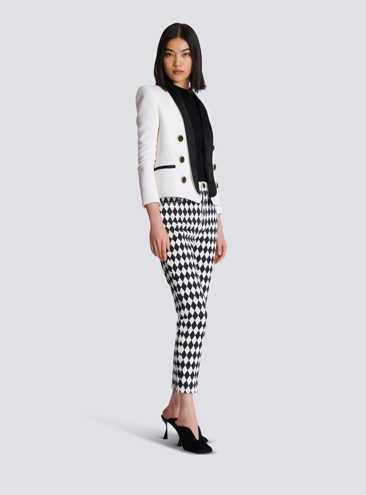 Veste 6 boutons bicolore bord à bord - Blanc & Noir