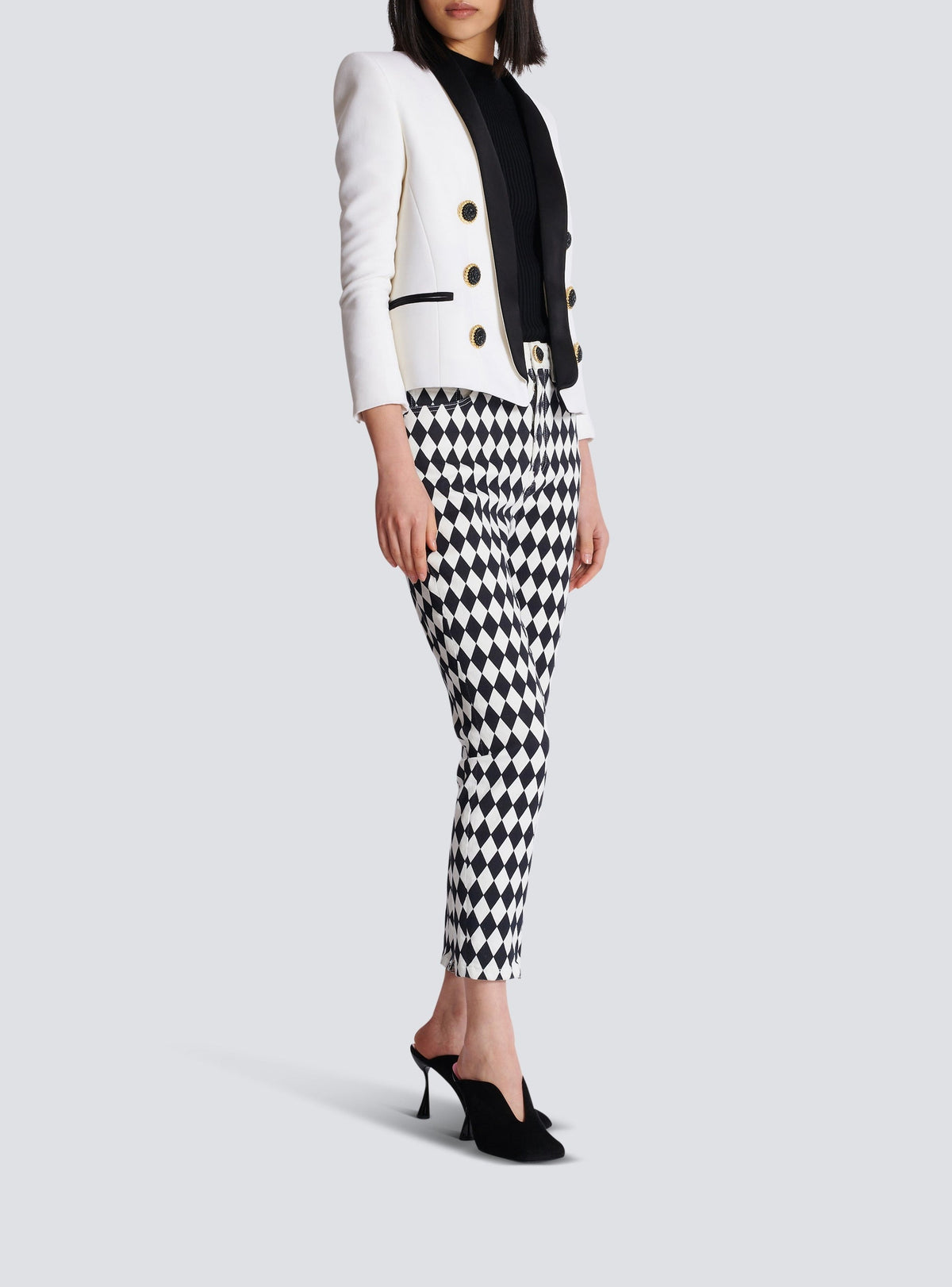 Two-tone wool jacket - White & Black