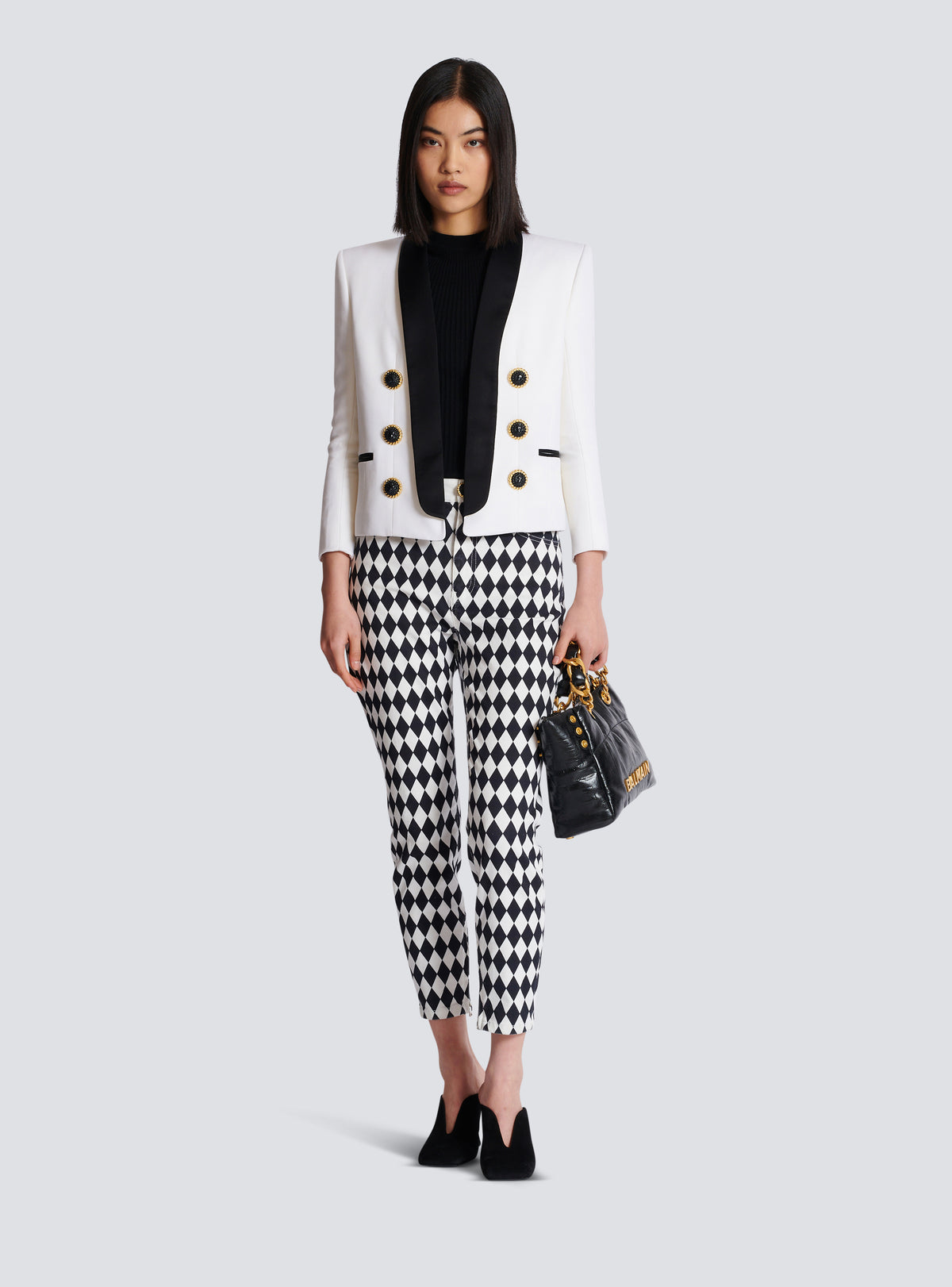 Veste 6 boutons bicolore bord à bord - Blanc & Noir