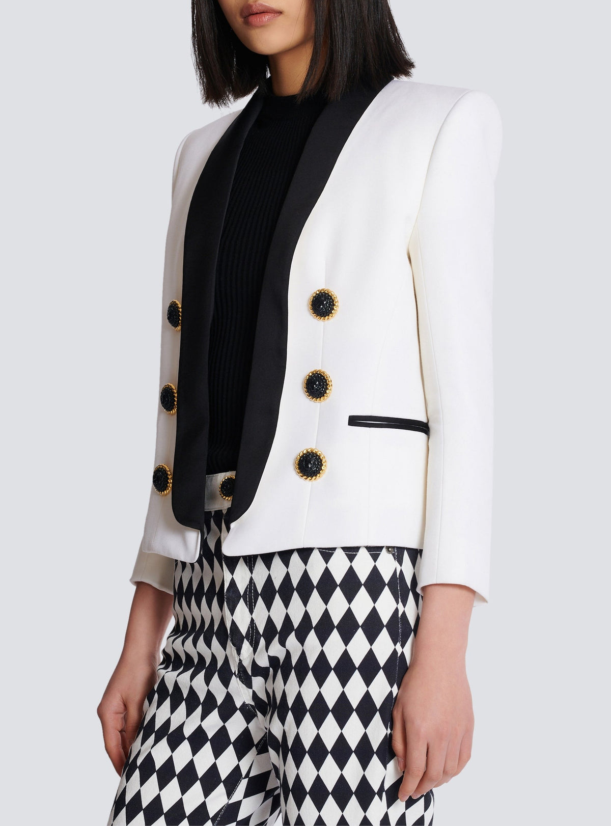 Two-tone wool jacket - White & Black