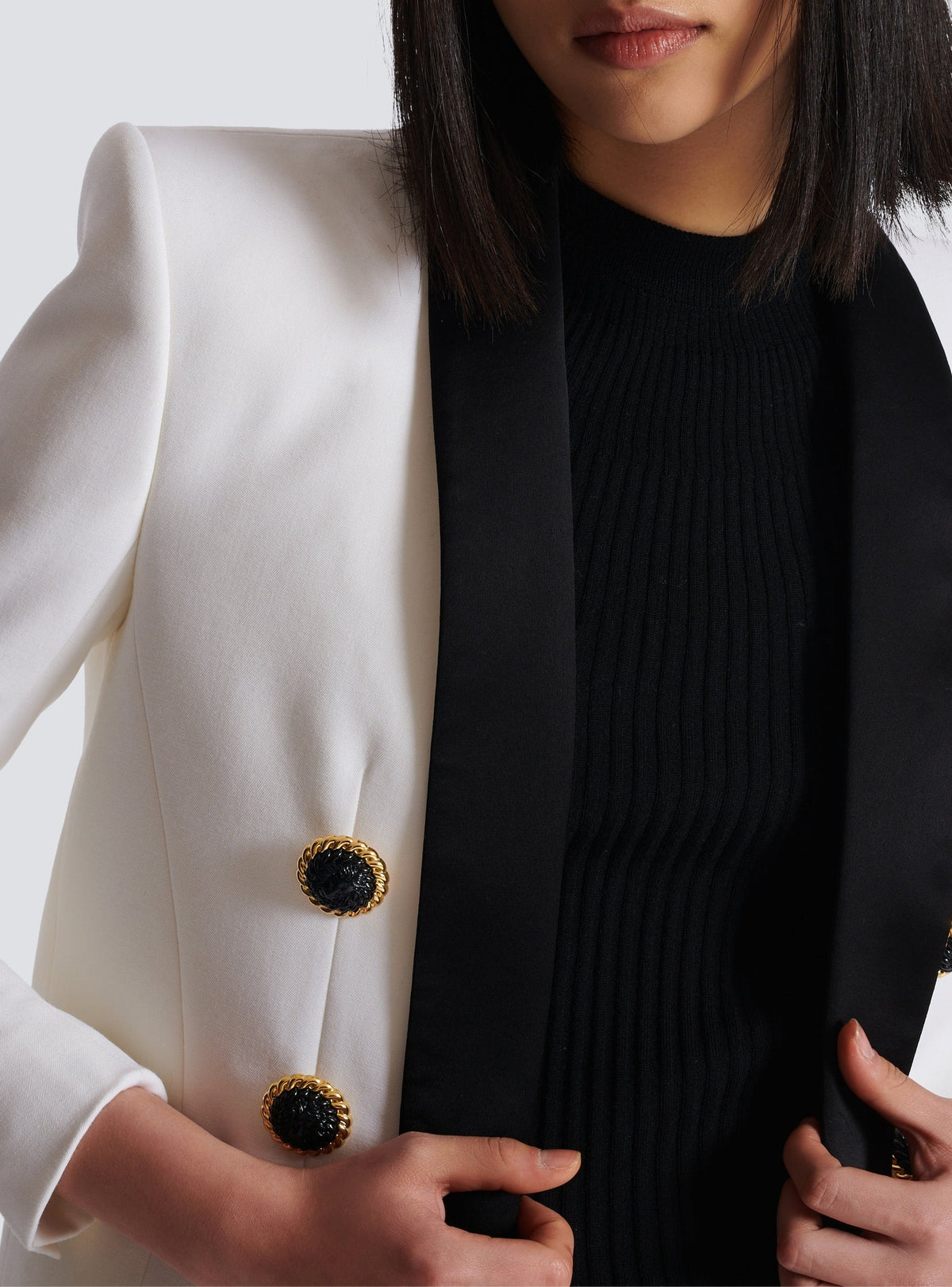 Two-tone wool jacket - White & Black