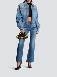 Veste à plis en denim - Bleu Jean Clair
