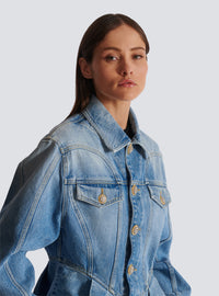 Veste en denim à plis - Bleu Jean Clair