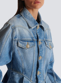 Veste à plis en denim - Bleu Jean Clair