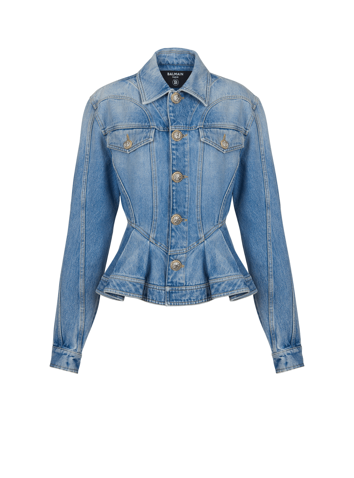 Veste en denim à plis - Bleu Jean Clair
