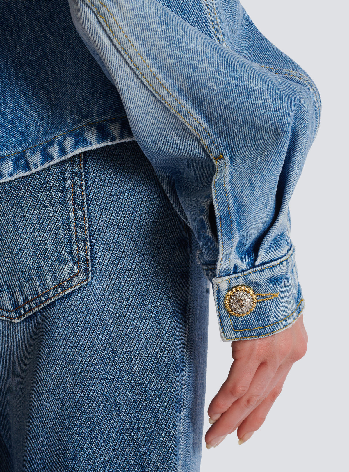 Veste en denim à plis - Bleu Jean Clair