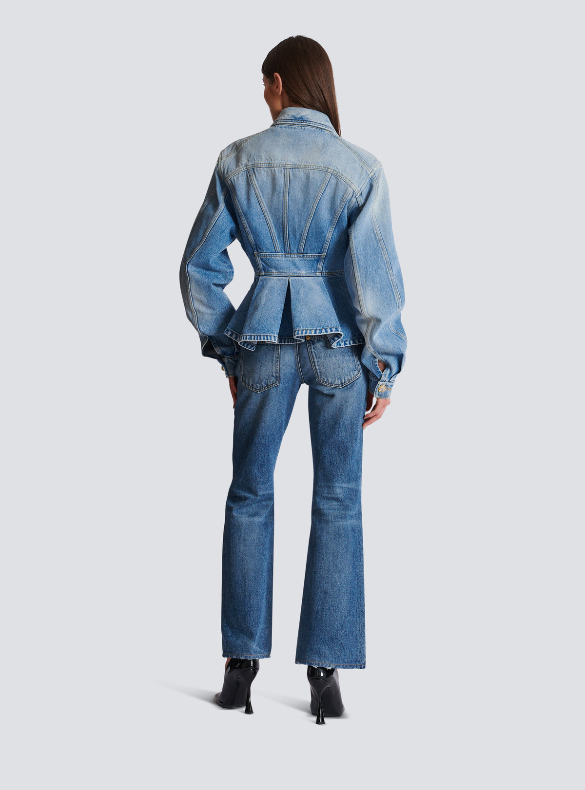 Veste en denim à plis - Bleu Jean Clair