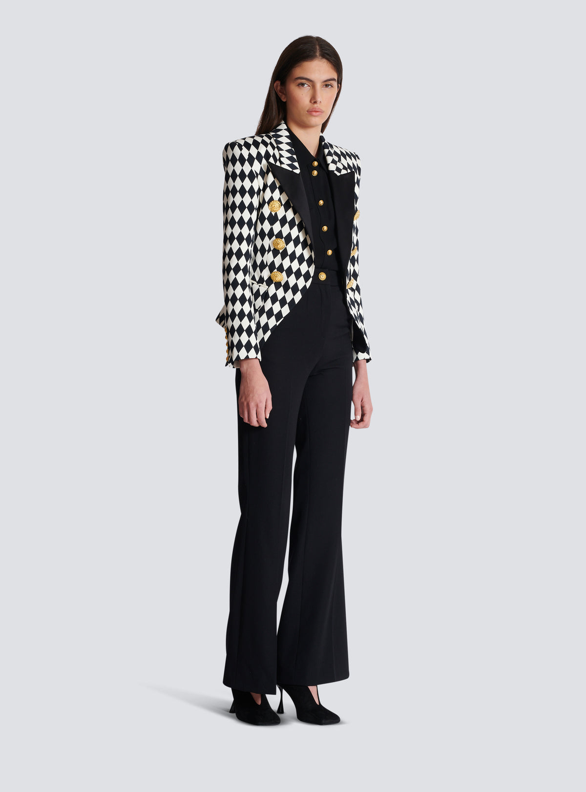 Veste 6 boutons en crêpe diamond - Noir & Blanc