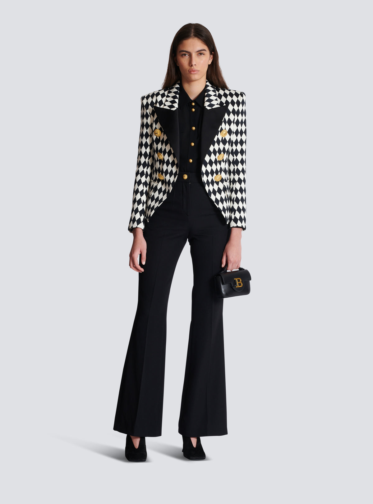 Veste 6 boutons en crêpe diamond - Noir & Blanc
