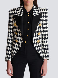 Veste 6 boutons en crêpe diamond - Noir & Blanc
