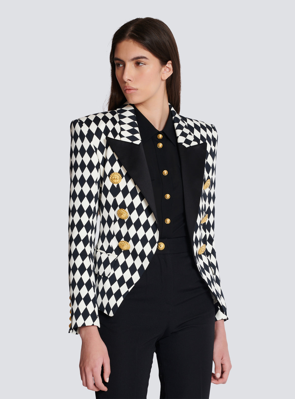 Veste 6 boutons en crêpe diamond - Noir & Blanc