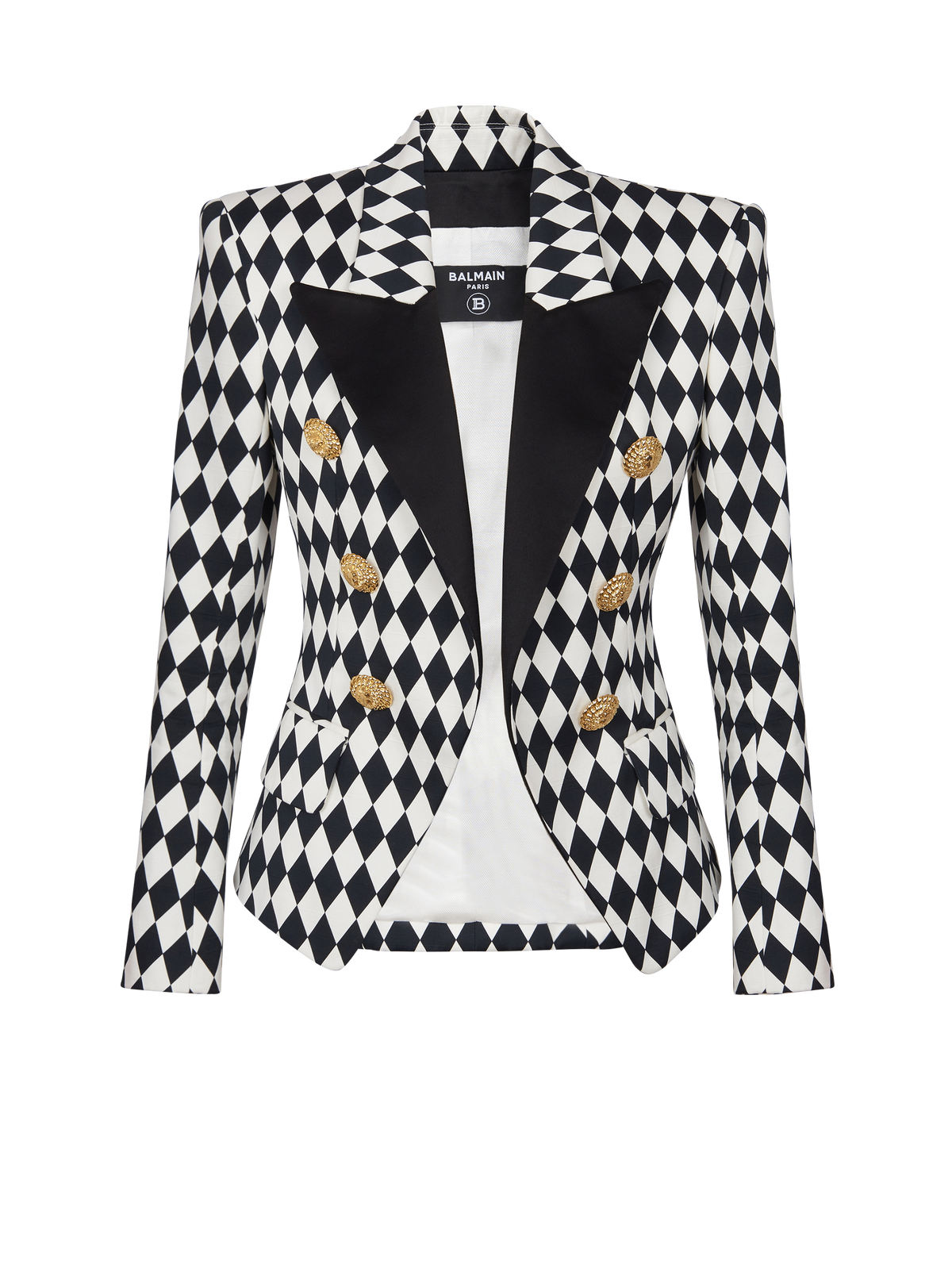 Veste 6 boutons en crêpe diamond - Noir & Blanc